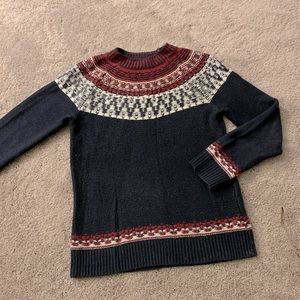 Fair Aisle Navy Blue and Dark Red Sweater.